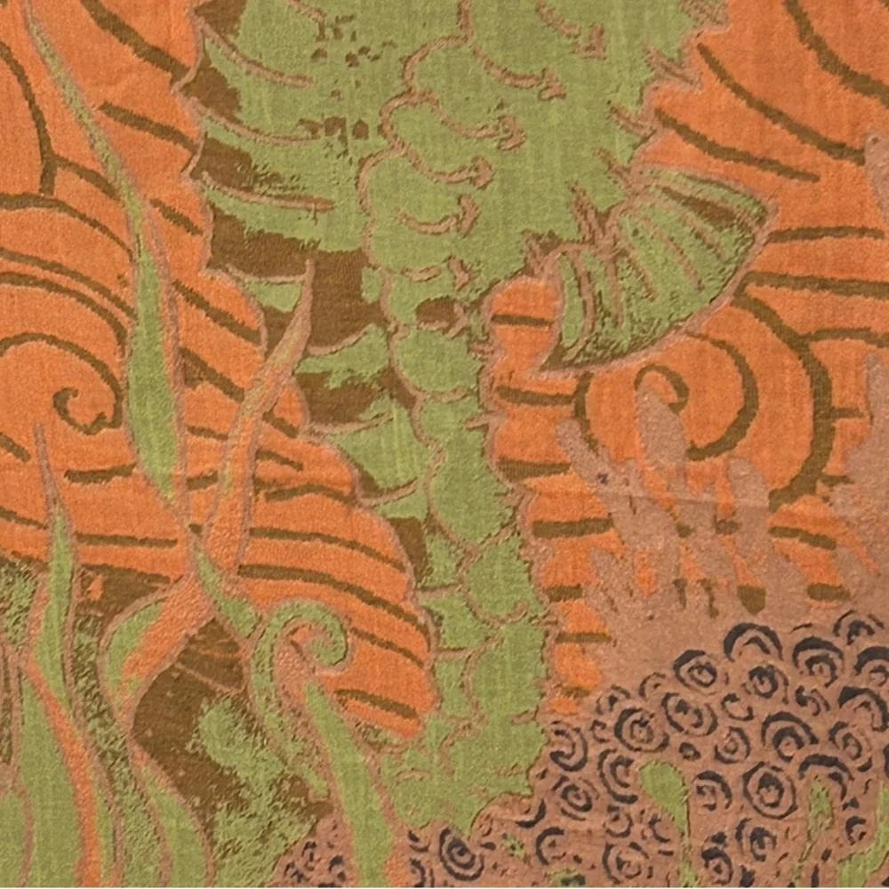 Seahorse Towel + Tapestry in Coral Orange Deep Blue + Lime Green Size 38” x 68”